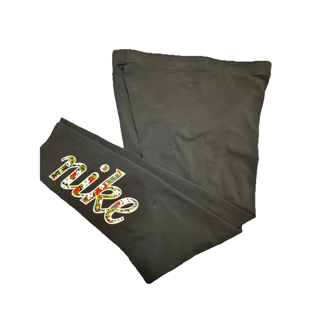 Nike Swoosh Leggings Femme Floral Logo Leggings Women's Black Size Large‎